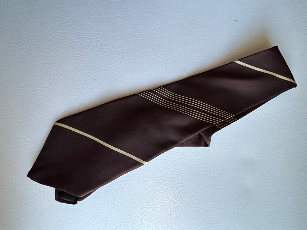 Amazing Vintage 60s Roxy Brown Striped Silk Tie Made in Roma Italy